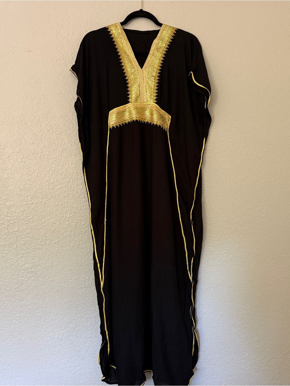 Vintage Black and Gold Embellished Women's Caftan Dress